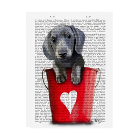 Fab Funky 'Buckets Of Love Dachshund Puppy' Canvas Art,14x19
